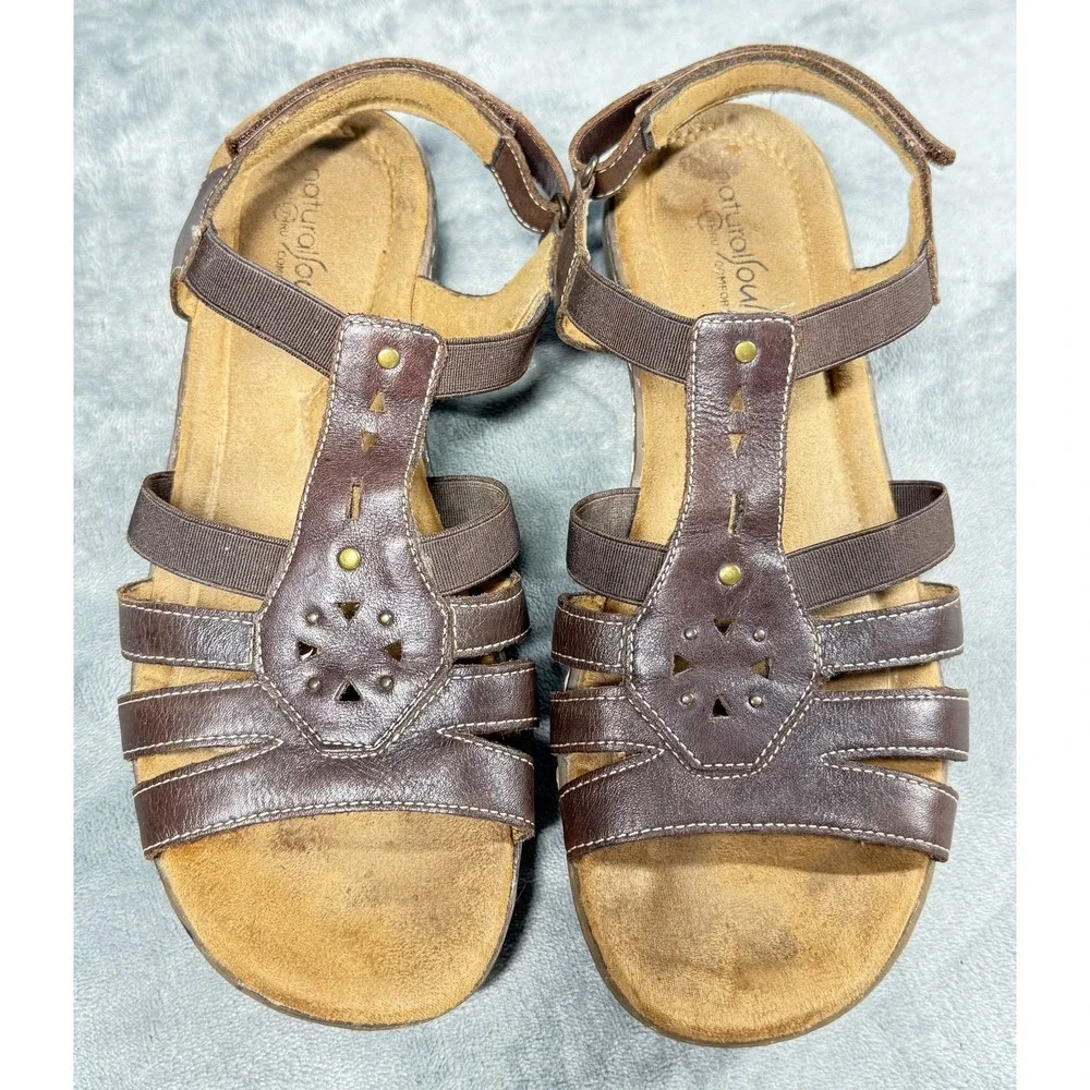 NaturalSoul by Naturalizer Sandals Womens 8.5 Brown Leather Gladiator Comfort